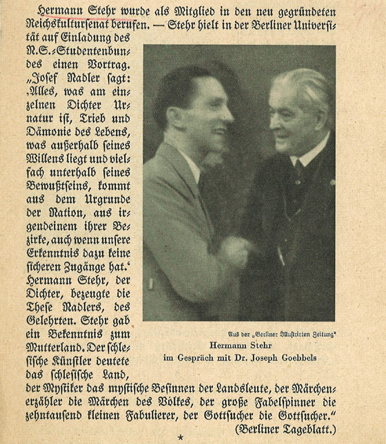 Stehr e Goebbels nel 1935